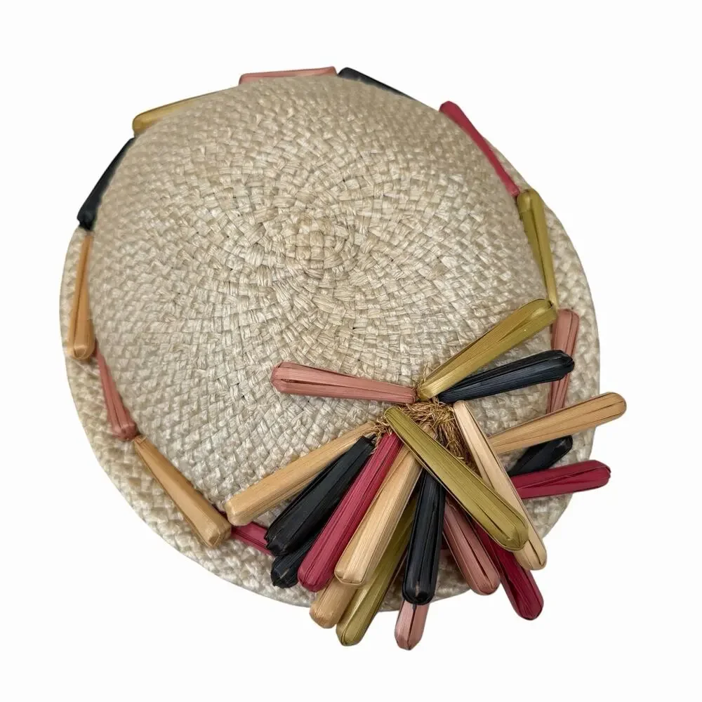 Vintage 1940’s Straw Tilt Hat Very Avant Garde Chic